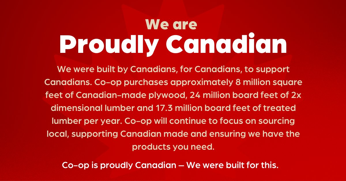 CoopFCL's tweet photo. Co-op purchases approximately 8 million square feet of Canadian-made plywood annually. #ProudlyCanadian https://t.co/JpGAqZp6rz
