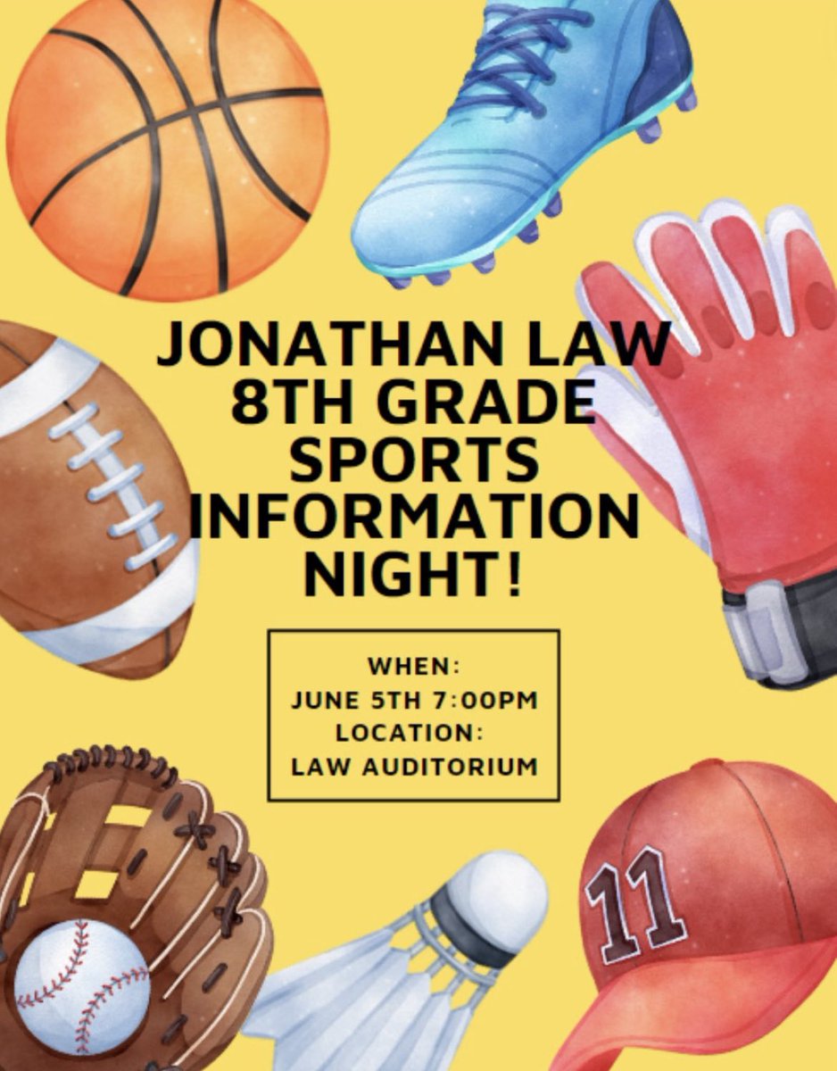 Law Sports Information Night for 8th Graders. ⚾️🏀⛳️