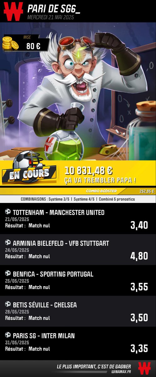 S6Bet's tweet photo. 5 finales restantes, j’ai pris tous les matchs N en systèmes. 3/5, 4/5 et 5/5. 2 erreurs possible mais on espère bien démarrer le multiple aujourd’hui avec les spurs vs Tottenham 🍀 #EasyN https://t.co/9fsYsi4RgE