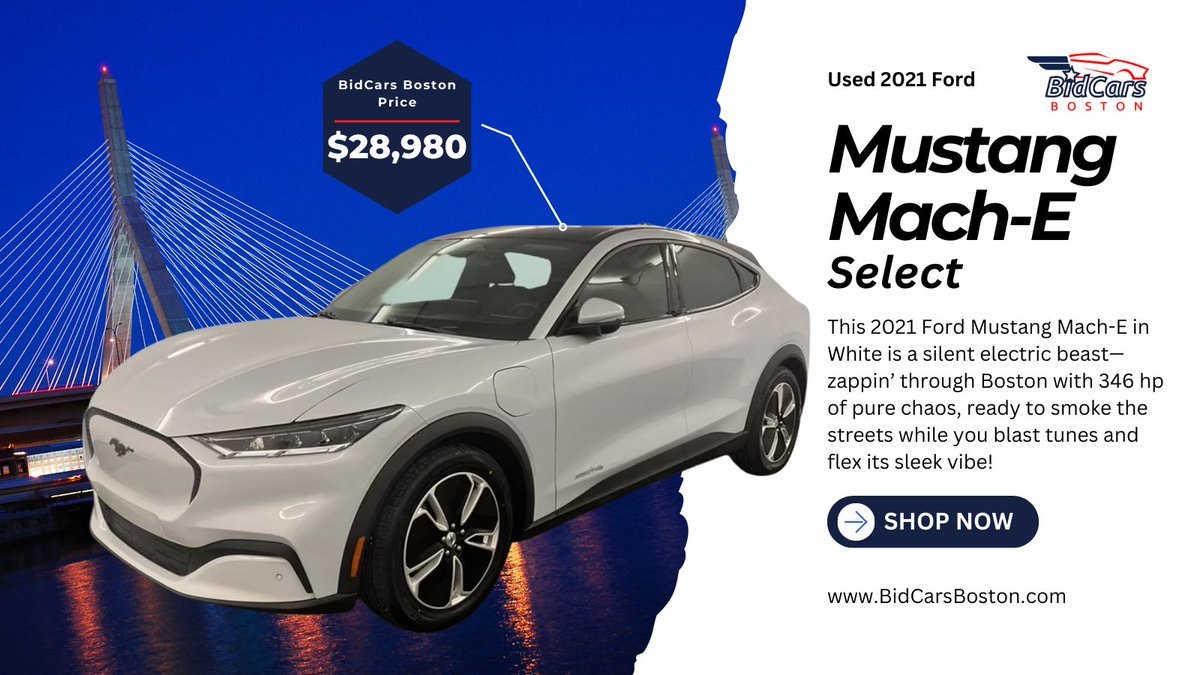 BidCarsOfficial's tweet photo. GM, Boston! 🌞 65°F & mostly sunny—zoom in a Ford Mustang Mach-E from BidCars Boston! Enjoy an electric thrill along the Charles River.
Cruise into Summer—visit Walpole & follow for Beantown deals!
#BostonSummer #CruiseIntoSummer #BostonCars #BidCarsBoston https://t.co/axbDmV7nXE
