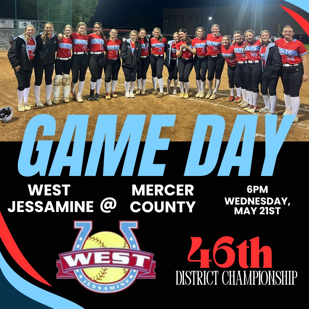 Let’s pack the stands tonight as these girls compete together in the District Championship game at 6pm at Mercer Co!

❤️ Let’s GO West 🩵