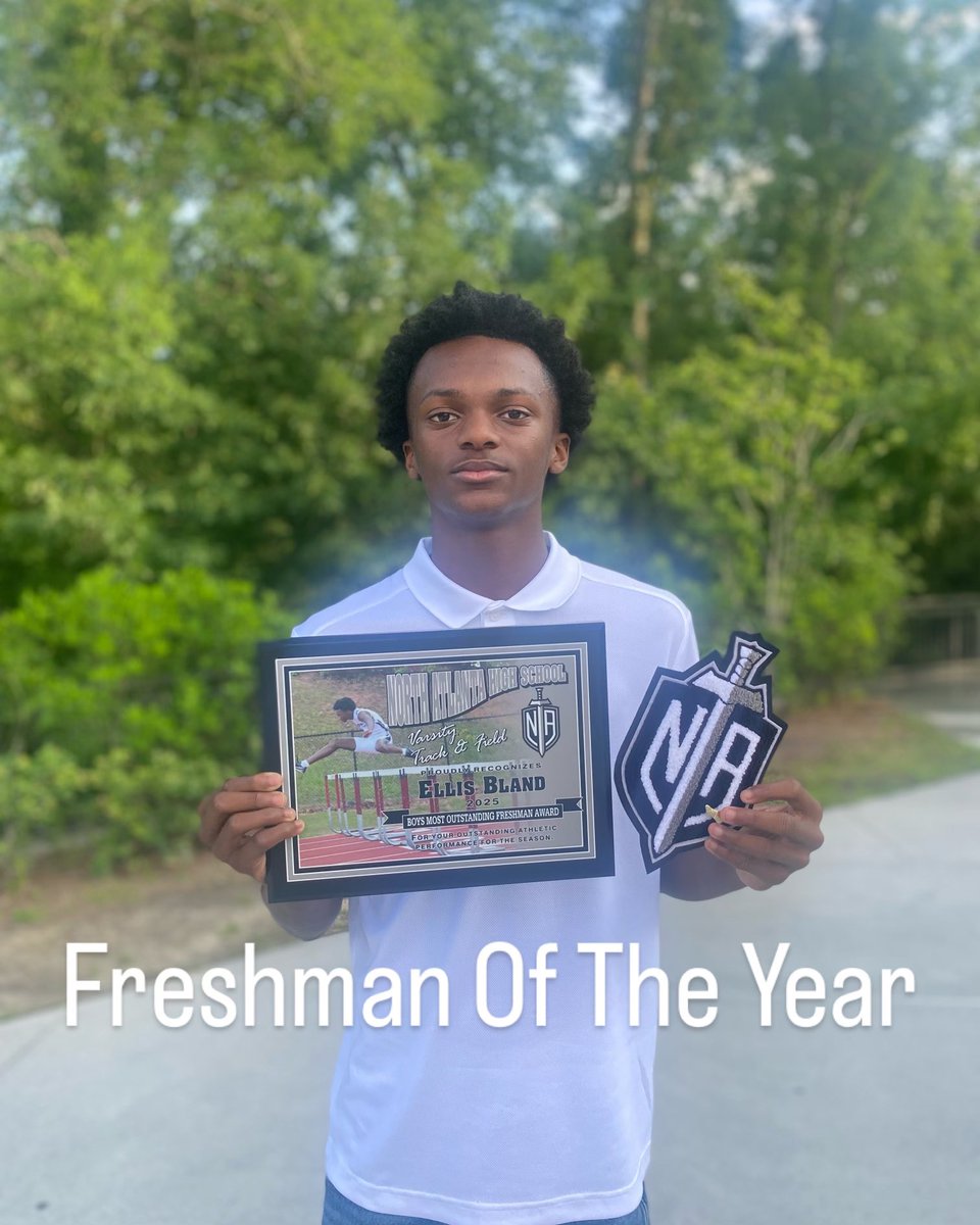 Thank you NA for recognizing me as freshman of the year 2025 track and field! 110 hurdles, 300 hurdles, high jump