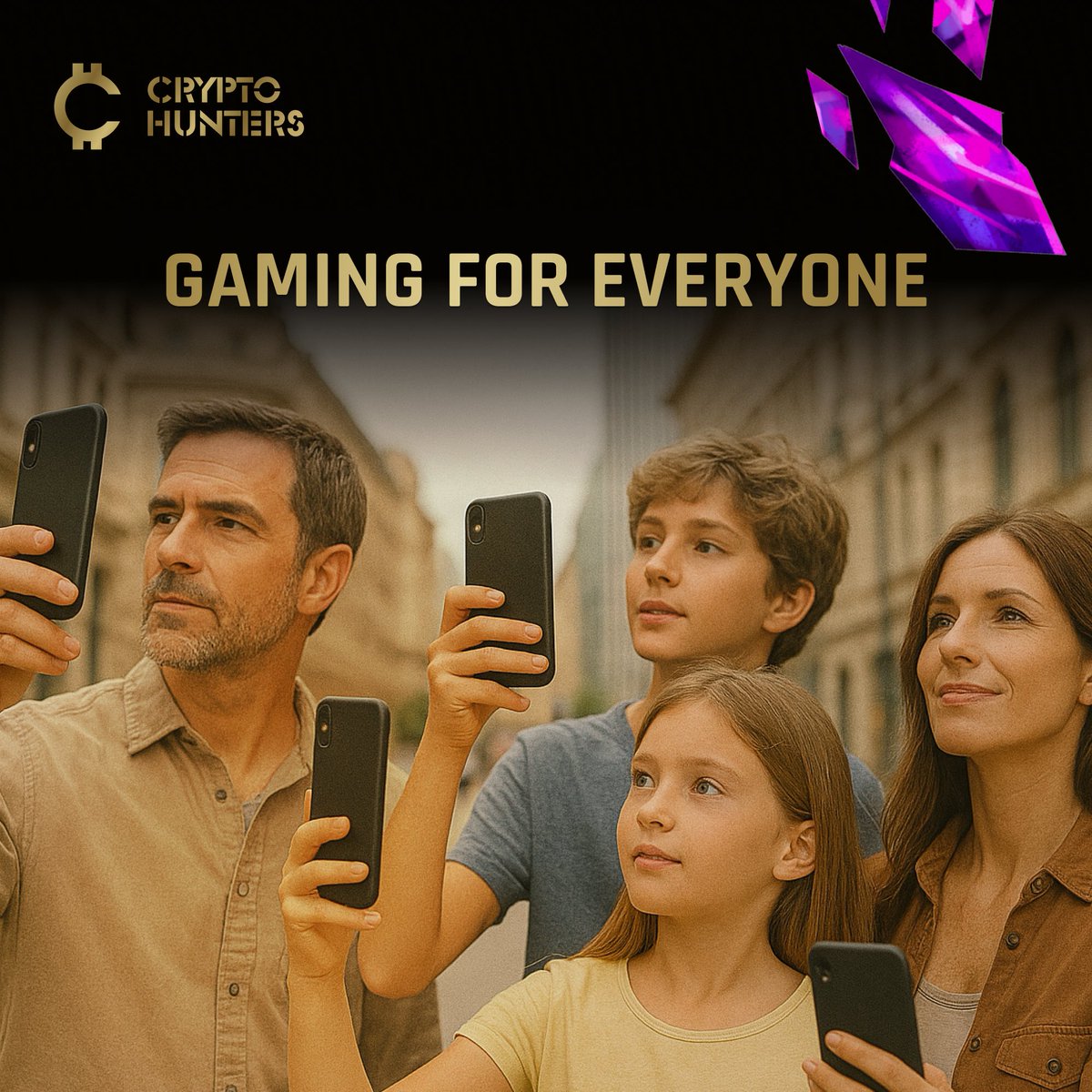 Gaming isn’t just for pros or teens - it’s for everyone.

Families, friends, beginners, adventurers - Crypto Hunters is built for you. 🎯

📲 Start playing together now:
Android: play.google.com/store/apps/det…
iOS: apps.apple.com/ua/app/crypto-…

Let the hunt begin! 🌍🕹️