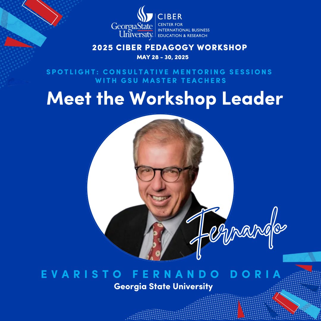 GSU-CIBER (@gsu_ciber) on Twitter photo Meet Dr. Evaristo Doria, Senior Lecturer <a href="/RobinsonCollege/">Robinson College GSU</a> and expert in global strategy & Latin American markets! He joins our Consultative Mentoring Sessions at CIBER Pedagogy Workshop to share insights from his global boardroom to your classroom. Meet Dr. Evaristo Doria, Senior Lecturer <a href="/RobinsonCollege/">Robinson College GSU</a> and expert in global strategy & Latin American markets! He joins our Consultative Mentoring Sessions at CIBER Pedagogy Workshop to share insights from his global boardroom to your classroom.