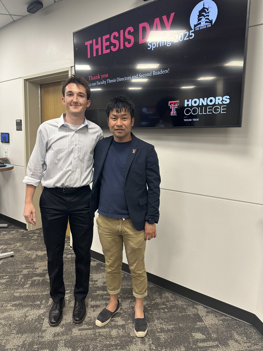 Yasuki Sekiguchi (@yasukisekiguchi) on Twitter photo Congrats to my undergrad student, Tyler, to finish his honors thesis about training load monitoring!! πReally great job on writing and presenting it!! π€©
I am very happy to keep him for his masterβs degree in our lab!! π΄β«οΈππ
<a href="/YSPLabs/">Sports Performance Lab at Texas Tech University</a> <a href="/TexasTech/">Texas Tech University</a> Congrats to my undergrad student, Tyler, to finish his honors thesis about training load monitoring!! πReally great job on writing and presenting it!! π€©
I am very happy to keep him for his masterβs degree in our lab!! π΄β«οΈππ
<a href="/YSPLabs/">Sports Performance Lab at Texas Tech University</a> <a href="/TexasTech/">Texas Tech University</a>