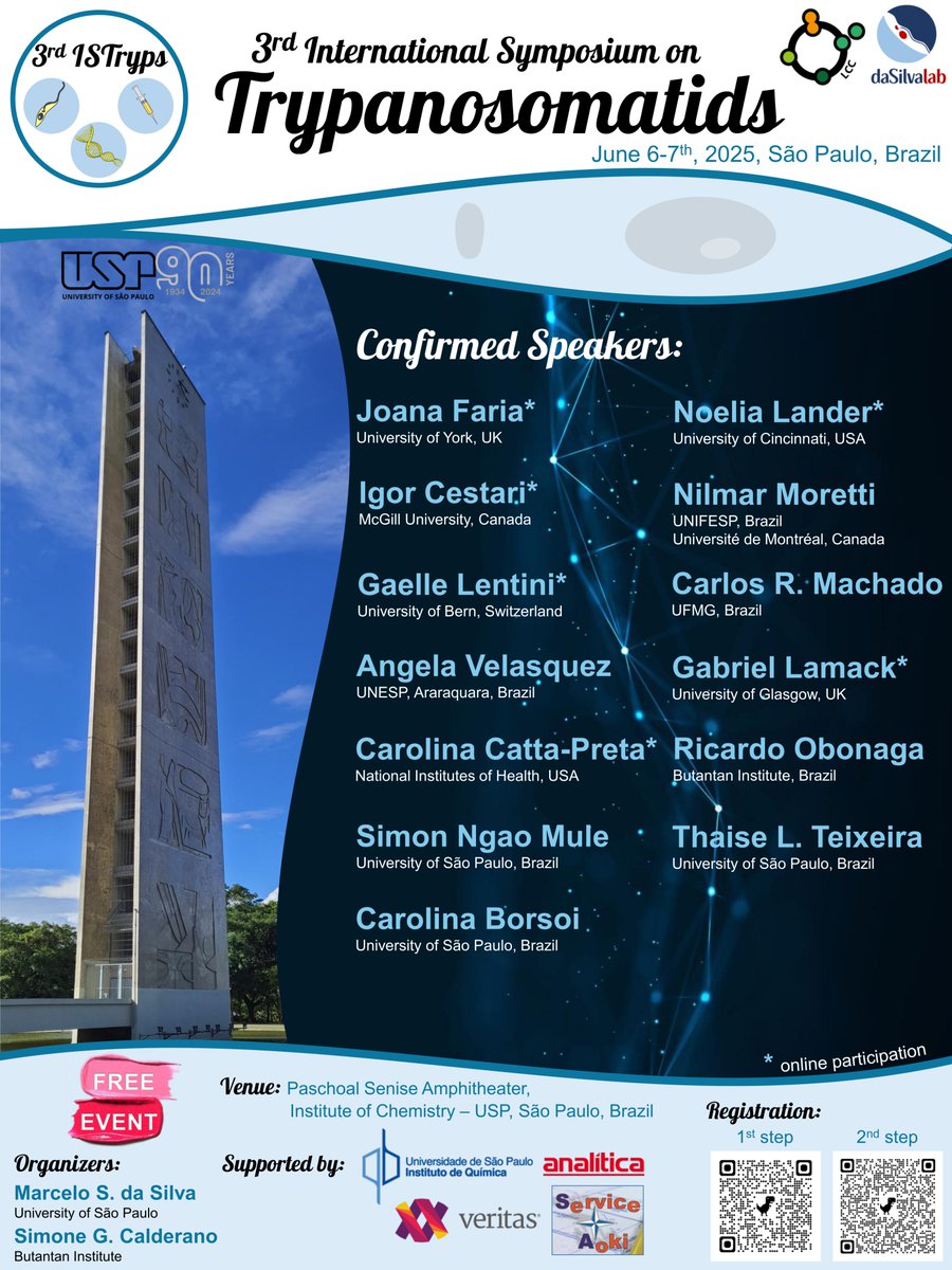 I'd like to invite all interested parties to our 3rd ISTryps. The program is very cool, and we'll have a poster session. Thanks to the support of our sponsors, the event is totally free!

Registration links:
1st step: docs.google.com/forms/d/e/1FAI…
2nd step: uspdigital.usp.br/apolo/inscrica…