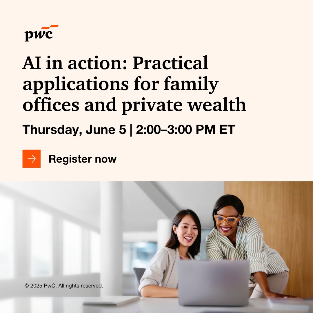 DonaldPJames's tweet photo. AI is reshaping wealth management—learn how to strategically apply it in your family office. Join our webcast for insights on responsible AI and workforce implications. Register today. https://t.co/7iNfAgrbjC

#AI #WealthManagement #FamilyOffices #CyberSecurity https://t.co/DsRn6MOaWg