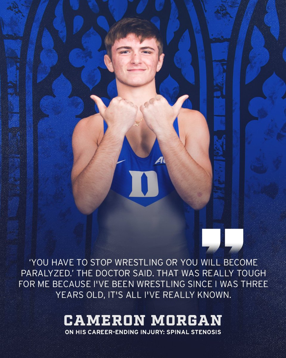 Cameron Morgan had two options after his career-ending injury: sink or swim

He chose to swim.

Read more on how Morgan's injury changed his role with Duke wrestling and how he contributes to the team's culture ⬇️

🔗 goduke.us/43DH01g