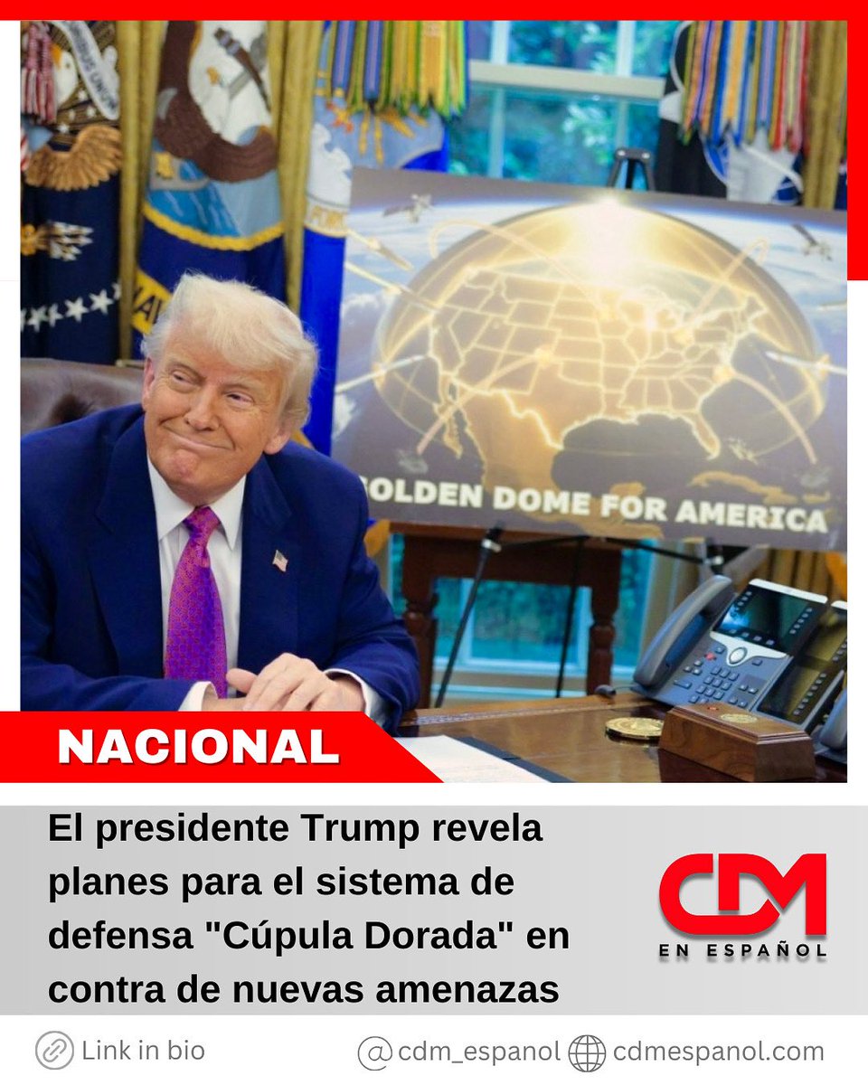 NACIONAL 🇺🇸 | El presidente Trump revela planes para el sistema de defensa "Cúpula Dorada" en contra de nuevas amenazas

🔗 Link: cdmespanol.com/2025/05/20/el-…
➕ Para más noticias visita: cdmespanol.com

#CDMenEspañol #Noticias #Nacional #CúpulaDorada #SistemadeDefensa