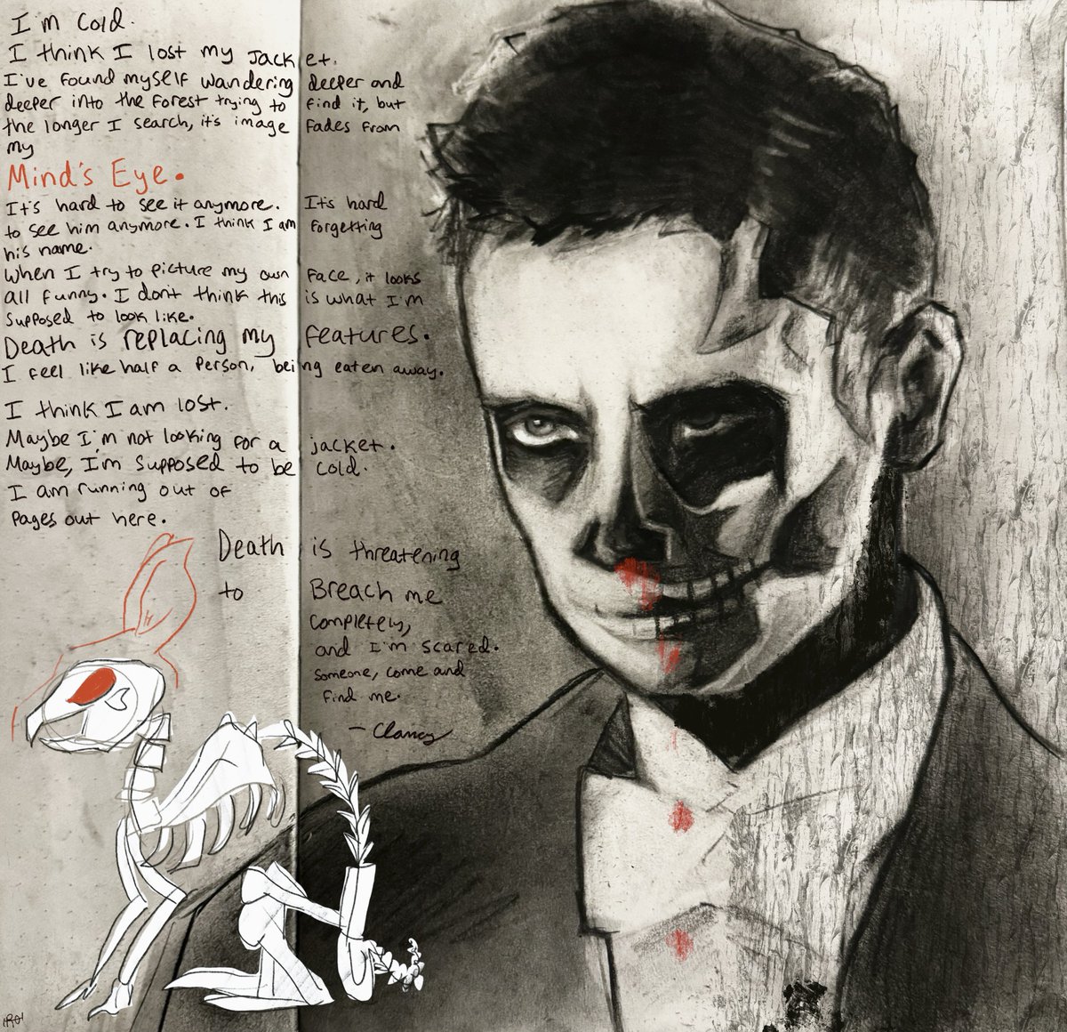 Clancy’s_journal:
 ̶0̶1̶5̶ ̶0̶5̶M̶O̶O̶N̶ ̶2̶1̶

-𝘋𝘦𝘢𝘵𝘩 𝘪𝘴 𝘵𝘩𝘳𝘦𝘢𝘵𝘦𝘯𝘪𝘯𝘨 𝘵𝘰 𝘣𝘳𝘦𝘢𝘤𝘩 𝘮𝘦 𝘤𝘰𝘮𝘱𝘭𝘦𝘵𝘦𝘭𝘺. 
𝘔𝘢𝘺𝘣𝘦 𝘐’𝘮 𝘴𝘶𝘱𝘱𝘰𝘴𝘦𝘥 𝘵𝘰 𝘣𝘦 𝘤𝘰𝘭𝘥.

( #cliqueart )