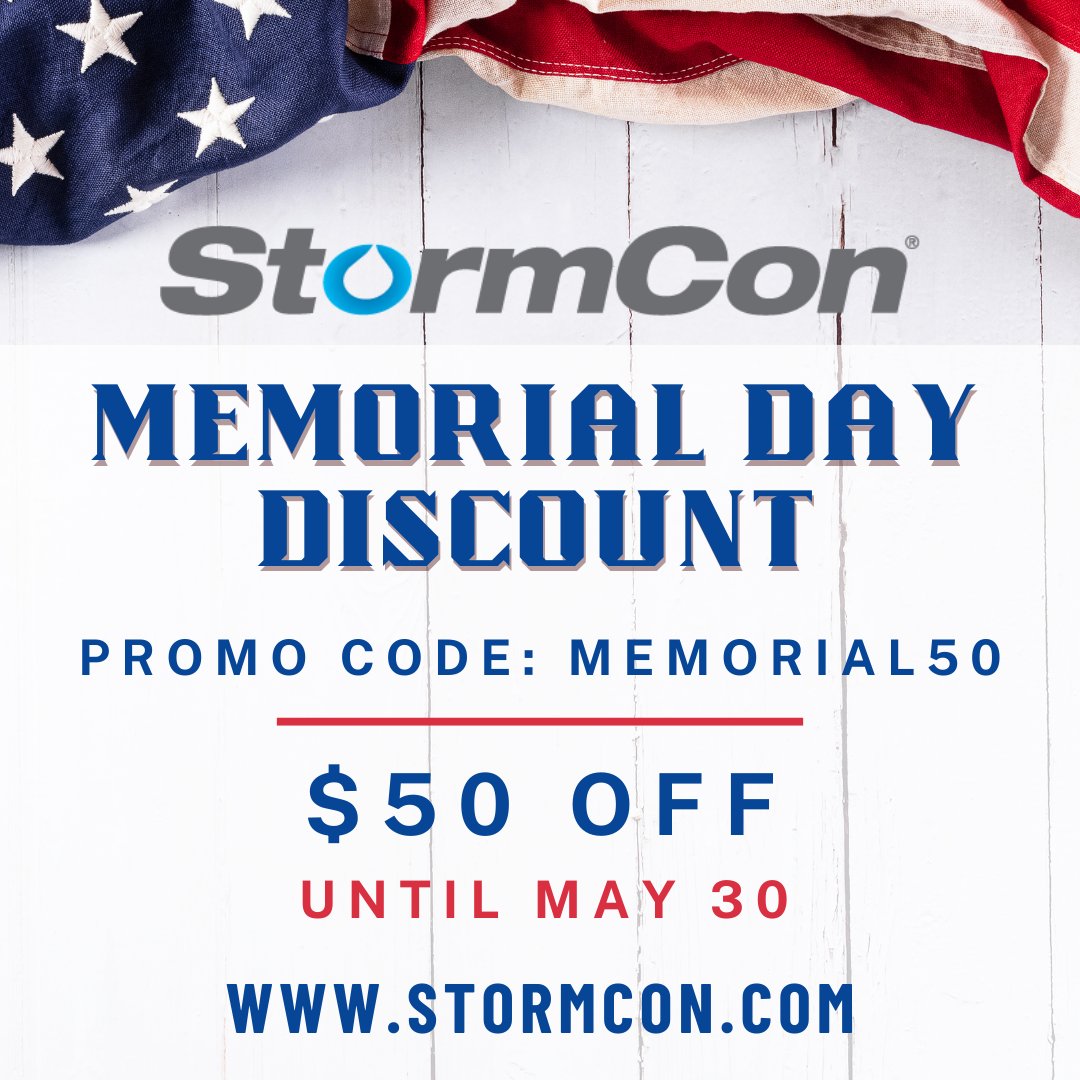 Celebrate Memorial Day with $50 Off StormCon Passes! Use code MEMORIAL50 now through May 30 to save on your #StormCon 2025 conference pass.

Register at: stormcon.com 

#StormwaterSolutions #StormwaterManagement #Stormwater #MemorialDay