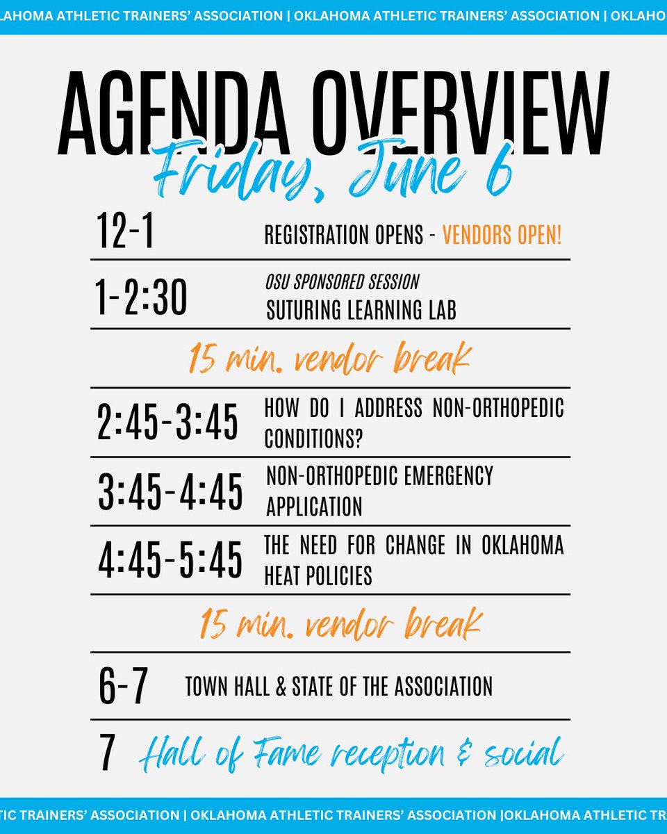 OKATC's tweet image. 👀🗓️ Take a look at the agenda for the OATA 2025 Annual Meeting — it’s full of can’t-miss sessions, hands-on labs, and valuable networking opportunities!

✨ Don’t wait — get registered today and secure your spot!

REGISTER at oata.net/annual-meeting

#OATA2025 #GetRegistered