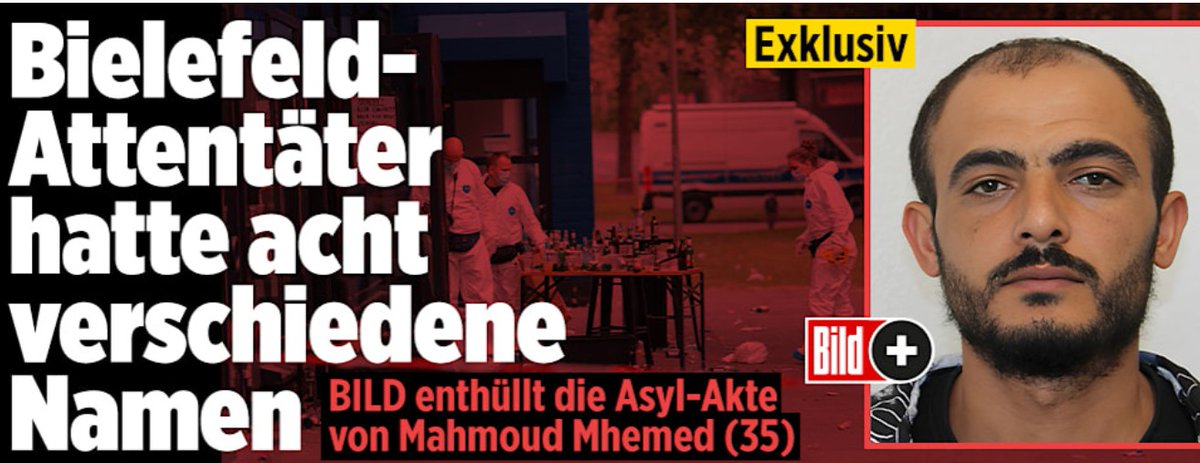 Überraschung! Der Attentäter von Bielefeld war hier mit acht Identitäten unterwegs. Man hat also keinen Plan, wer der Mann überhaupt ist, wie so oft.

Nur ein paar Beispiele dazu: Der Somalier, der in Oggersheim die beiden Handwerker tötete, hatte drei Identitäten. Der