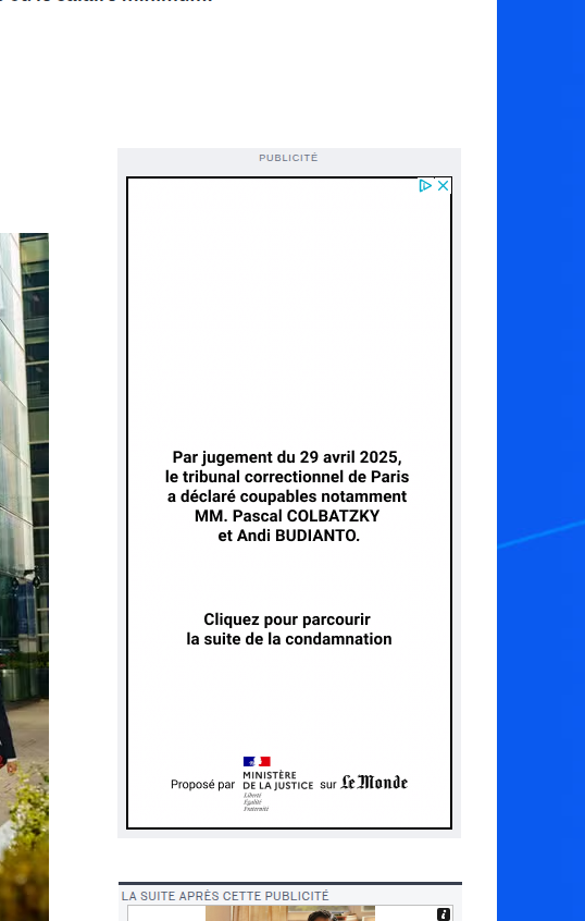 JBChoteau's tweet photo. Quelle est l'utilisté de cette publicité? Je ne comprends pas l'intérêt de dépenser l'argent du contribuable pour mettre en avant un contenu inadapté et sans but identifiable. Vu sur LeMonde aujourd'hui. @justice_gouv https://t.co/RiJPoPveDT