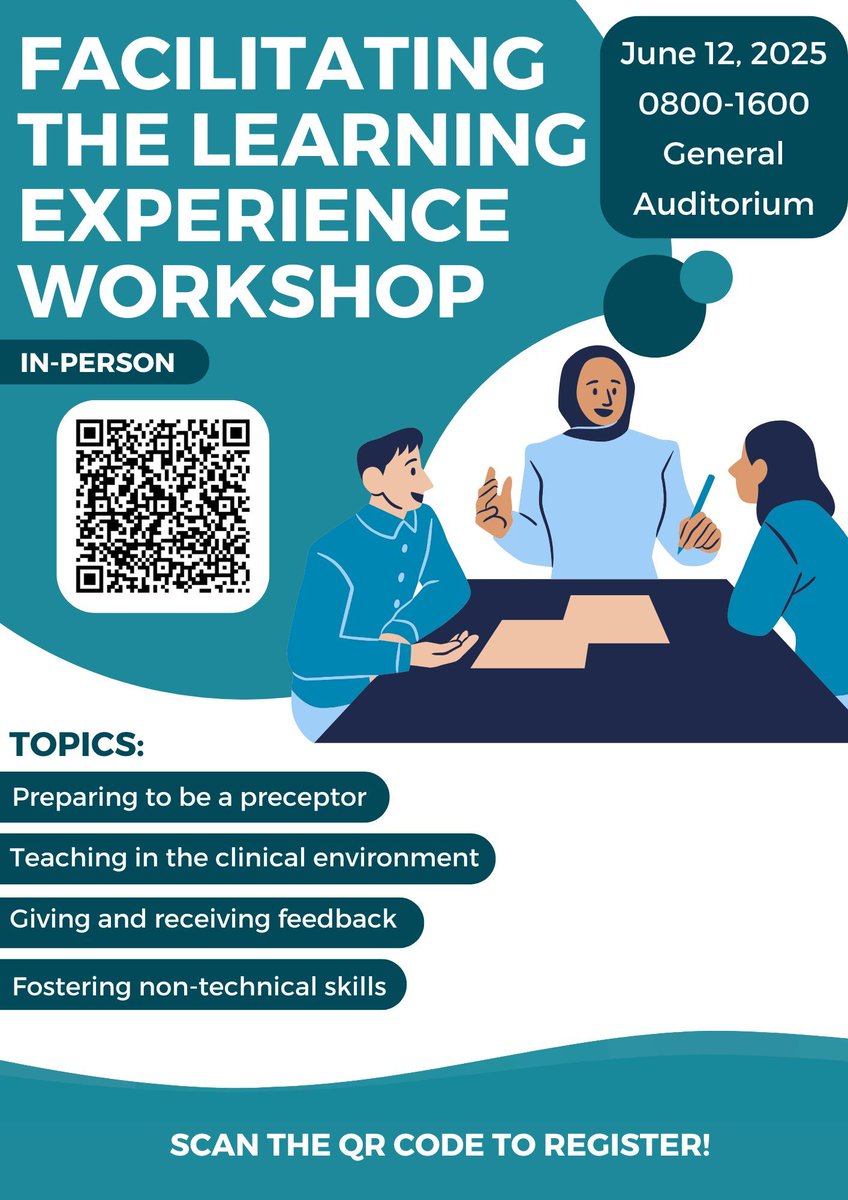 TOH Nurses (@tohnurses) on Twitter photo FLEW - Facilitating Learning Experiences Workshop
In-person workshop Thursday, June 12th, 2025 - 0800-1600, General Campus Auditorium 
Please register scanning the QR Code on the poster or using this link: 
forms.office.com/r/0mrLC460cn FLEW - Facilitating Learning Experiences Workshop
In-person workshop Thursday, June 12th, 2025 - 0800-1600, General Campus Auditorium 
Please register scanning the QR Code on the poster or using this link: 
forms.office.com/r/0mrLC460cn