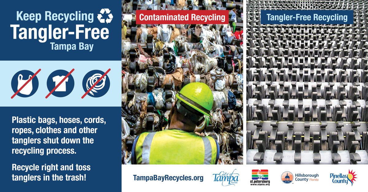 ♻️ Reminder: Plastic bags are not recyclable and can easily tangle our recycling equipment. 

Help us keep our systems running smoothly and learn how to recycle right at tampa.gov/recycling.