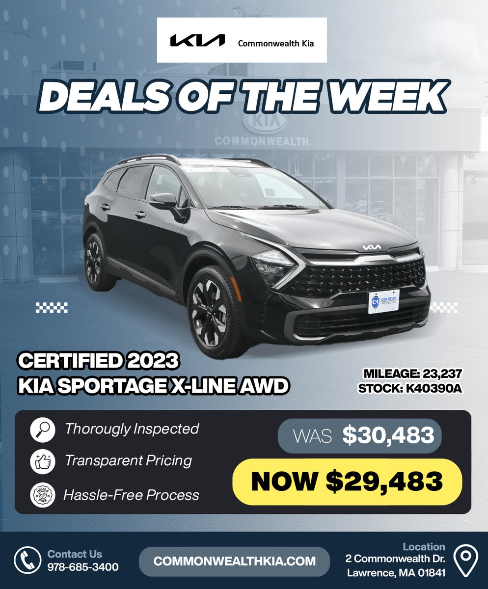 CMKIA_'s tweet image. 🔥🚘 Find your next ride with our Pre-Owned Picks of the Week at Commonwealth Kia! From certified Kias to budget-friendly SUVs and sedans—your deal is waiting.
👉 Shop now: commonwealthkia.com
#KiaDeals #UsedCarSpecials #ShopUsLast #LawrenceMA