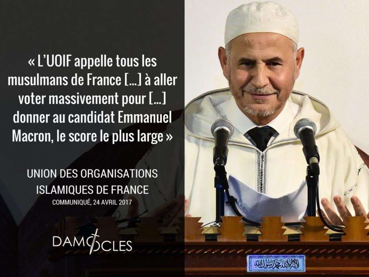 GUIDE_SUPREME__'s tweet photo. @BFMTV Normal, #Macron a été élu par les islamistes #UOIF proche des #FreresMusulmans 👇 https://t.co/JGPr9tqbJg