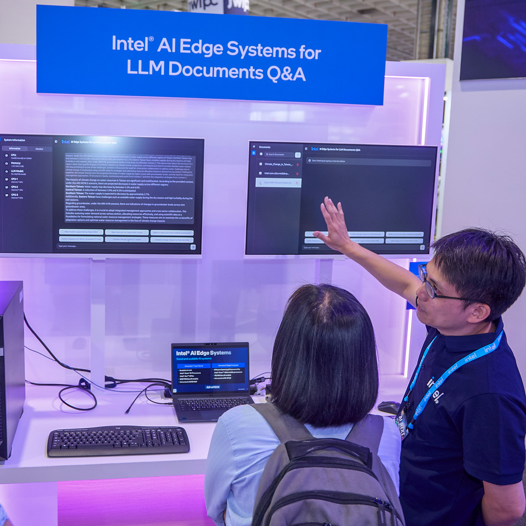 intel's tweet image. LLM documents demand a balance of power and performance to deliver the generative AI models we've come to know. Attendees at #Computex2025 saw first-hand how Intel-based Edge AI systems support those LLM use cases to make AI more efficient, effective, and impactful.