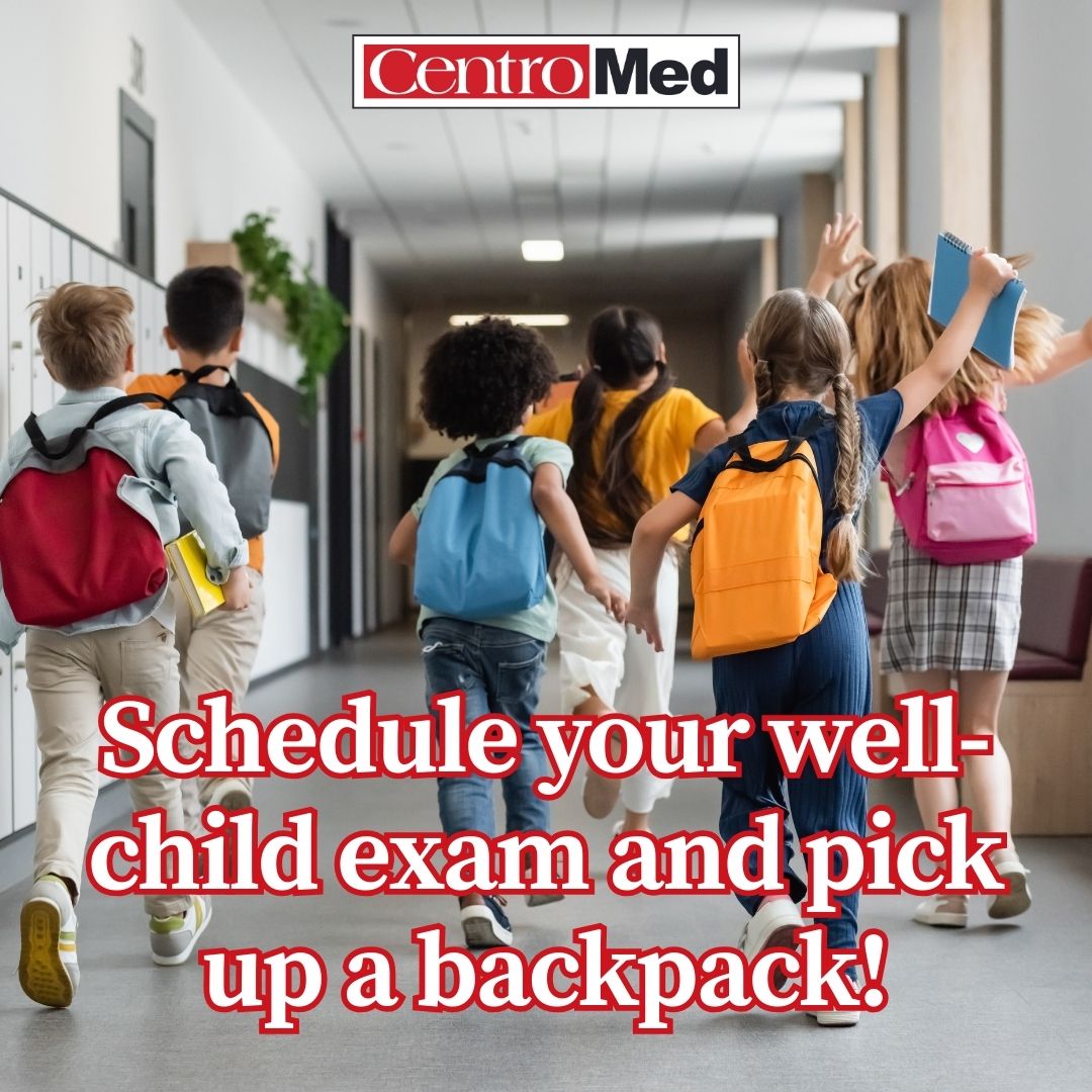 Parents: Schedule your child’s well-child exam now and beat the back-to-school rush! Complete a checkup by 8/15 to get a FREE backpack filled with school supplies. #HealthyKids

Find a CentroMed location near you (centromedsa.com/locations/) or call 210-922-7000