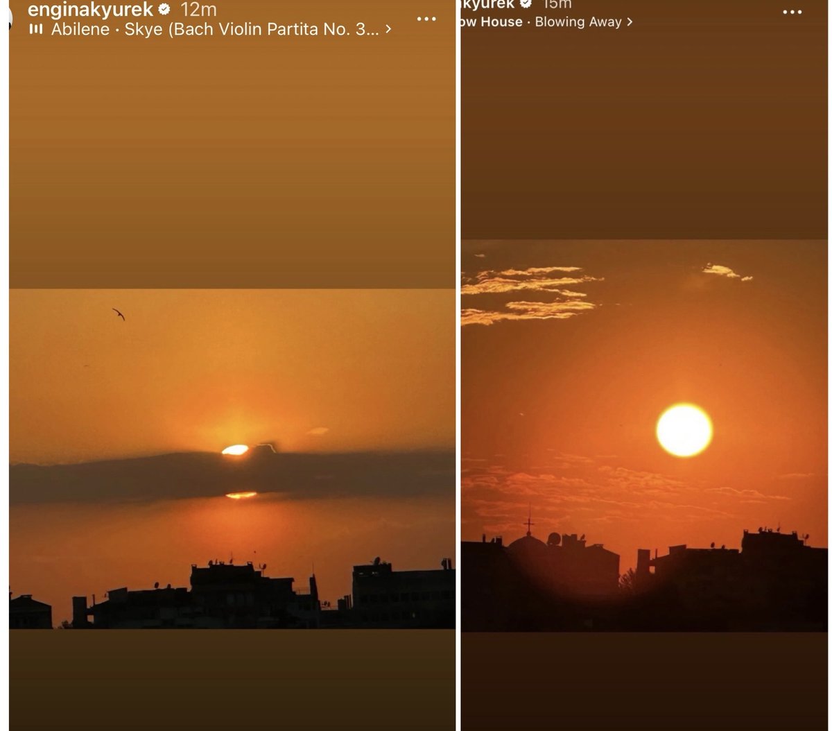 Engin posts another photo accompanied by the classical-fusion ensemble Abilene’s “Skye”. Is he remembering a time last year…he had posted this same view back in August. A dramatic sky set against a beautiful skyline.  
#EnginAkyürek 
#EnTuForever
