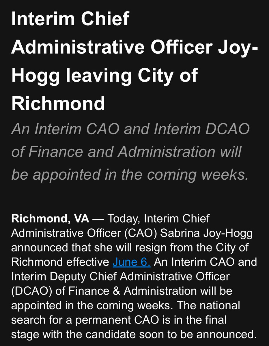 Deputy CAO Sabrina Joy-Hogg to resign, officials say.