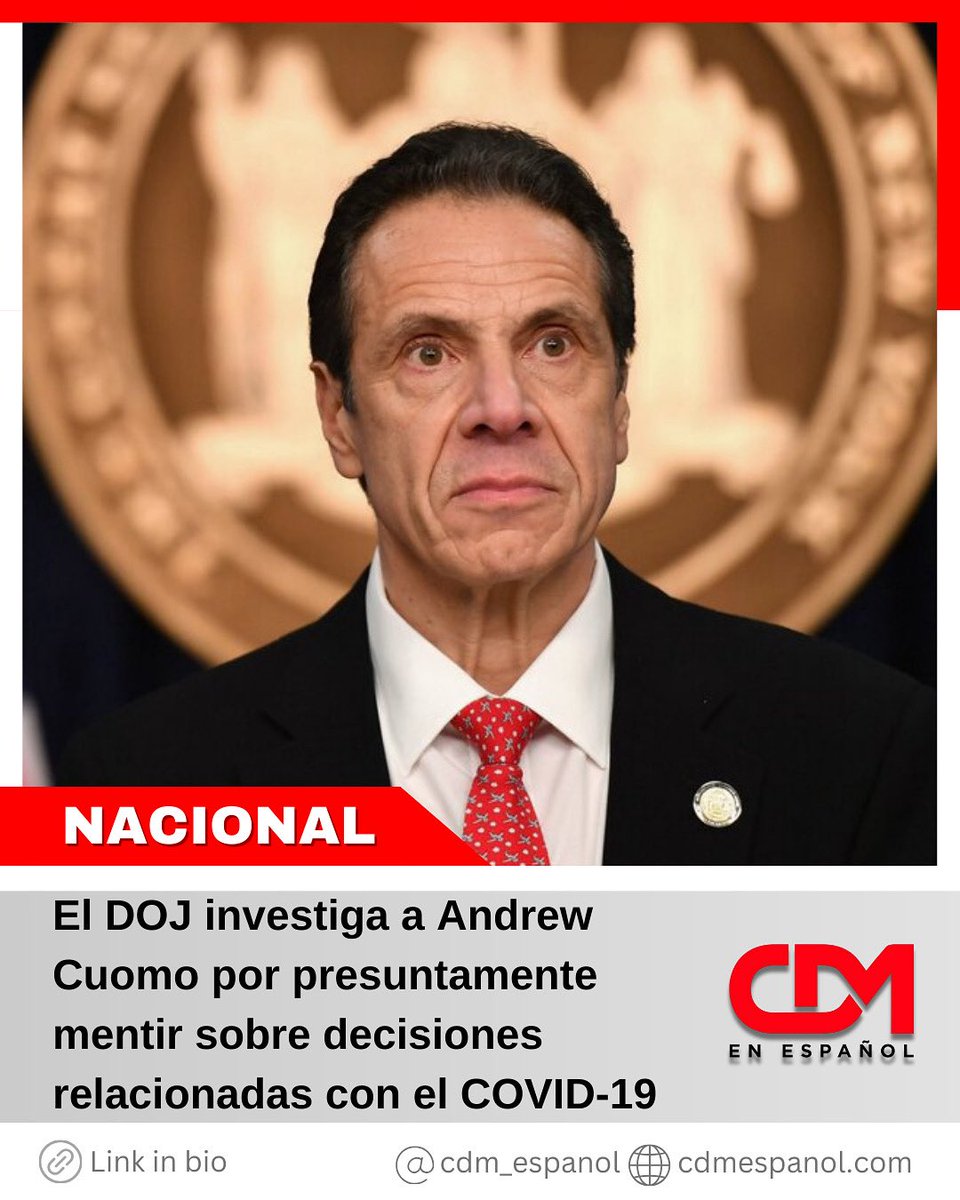 NACIONAL 🇺🇸 | El Departamento de Justicia investiga a Andrew Cuomo por presuntamente mentir sobre decisiones relacionadas con el COVID-19

🔗 Link: cdmespanol.com/2025/05/21/el-…
➕ Para más noticias visita: cdmespanol.com

#Noticias #AndrewCuomo #Investigación #DOJ #COVID19