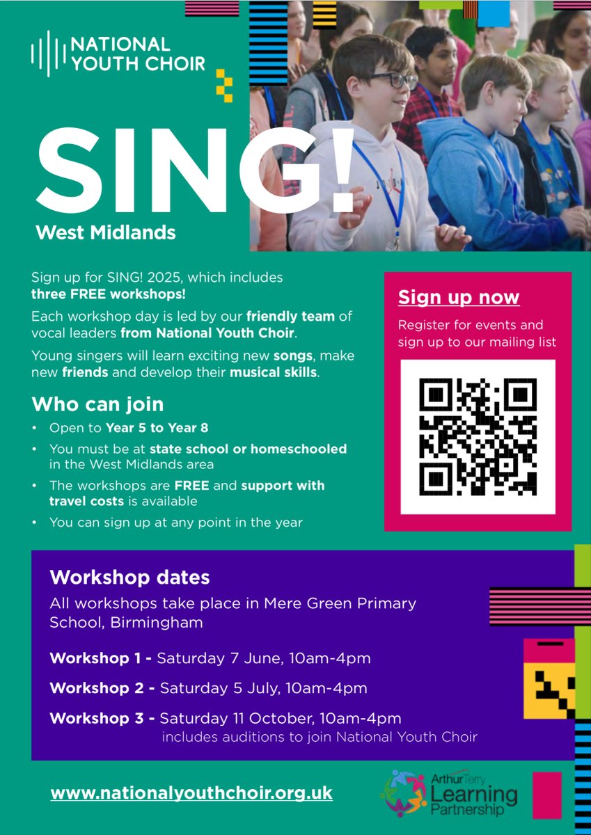 Mere Green Primary (@mgcps_b75) on Twitter photo 🎶 Love to sing? Join SING! 2025 – FREE workshops for Y5–Y8 in West Mids! Sign up now: nationalyouthchoir.org.uk/sing-2025 🎤
<a href="/the_atlp/">The Arthur Terry Learning Partnership (ATLP)</a> 🎶 Love to sing? Join SING! 2025 – FREE workshops for Y5–Y8 in West Mids! Sign up now: nationalyouthchoir.org.uk/sing-2025 🎤
<a href="/the_atlp/">The Arthur Terry Learning Partnership (ATLP)</a>