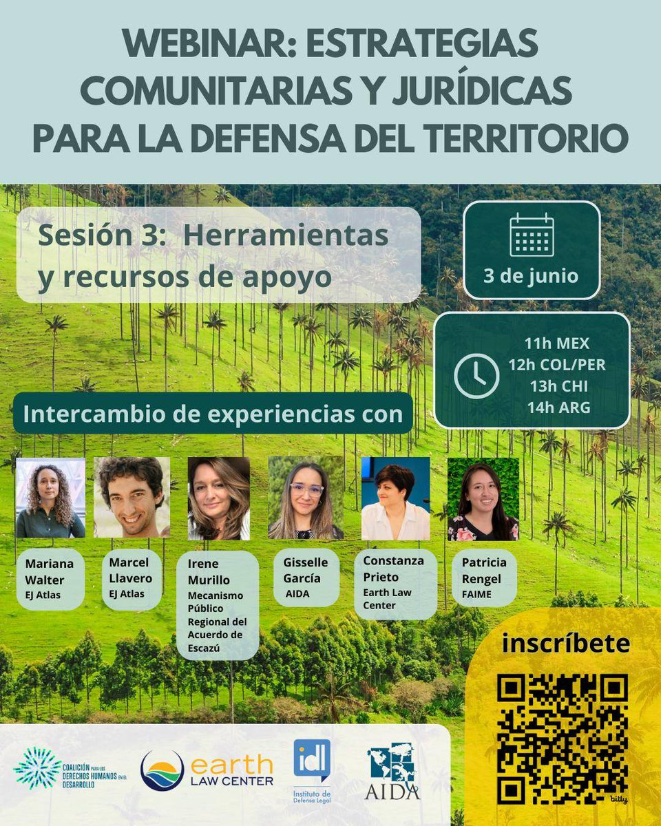 deheatl's tweet photo. Ya viene la tercera y última sesión on de la serie Webinar sobre estrategias jurídicas para la defensa del territorio desde el Sistema de Intercambio de Recursos Comunitarios de la @RightsinDevt 
📋 Inscripción: https://t.co/y7hjWf3c5F https://t.co/PgWcKkVfCo