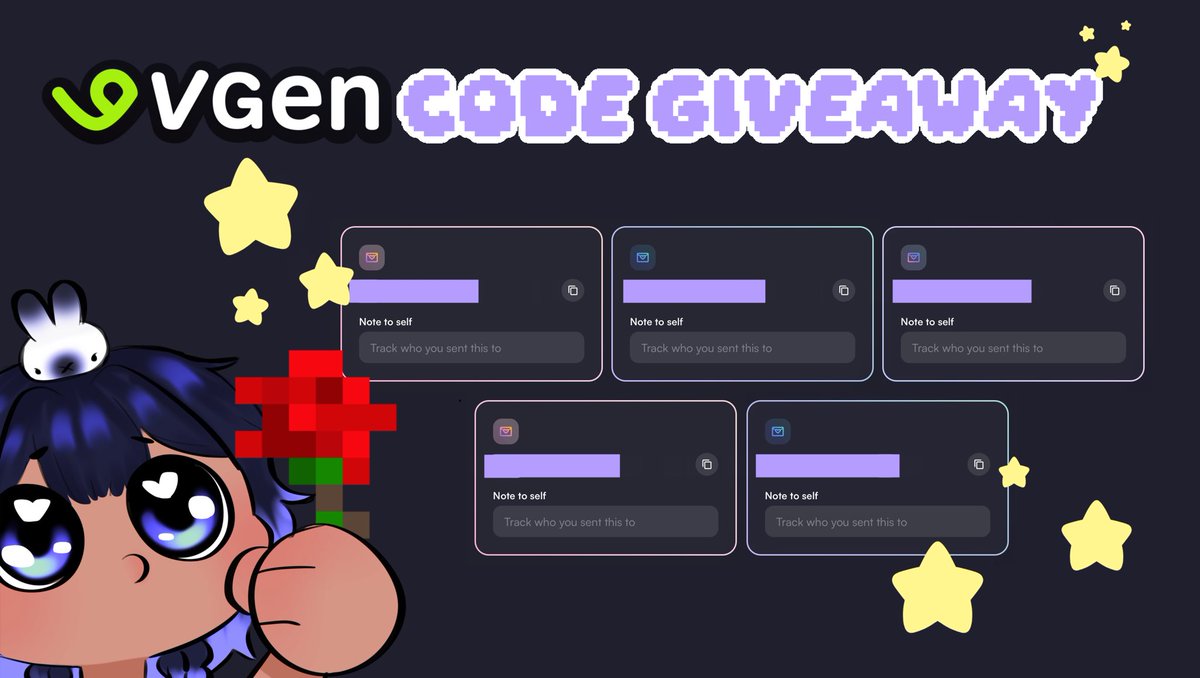 morpho_ology's tweet image. 🌟🎉 𝒱𝒢𝑒𝓃 𝑅𝑒𝑜𝓅𝑒𝓃𝒾𝓃𝑔 𝒢𝒾𝓋𝑒𝒶𝓌𝒶𝓎! 🎉🌟
I will be giving away 5 VGen codes to celebrate! 💌

♡ To enter ♡
 🍓 ♡ + ↻ this post
🫐 Follows appreciated (opt!)
🧸 Comment your art 🎨

🗓 Winners chosen June 5th! Good luck! ദ്ദി(˵ •̀ ᴗ - ˵ ) ✧
 #VGen  #VGenCode