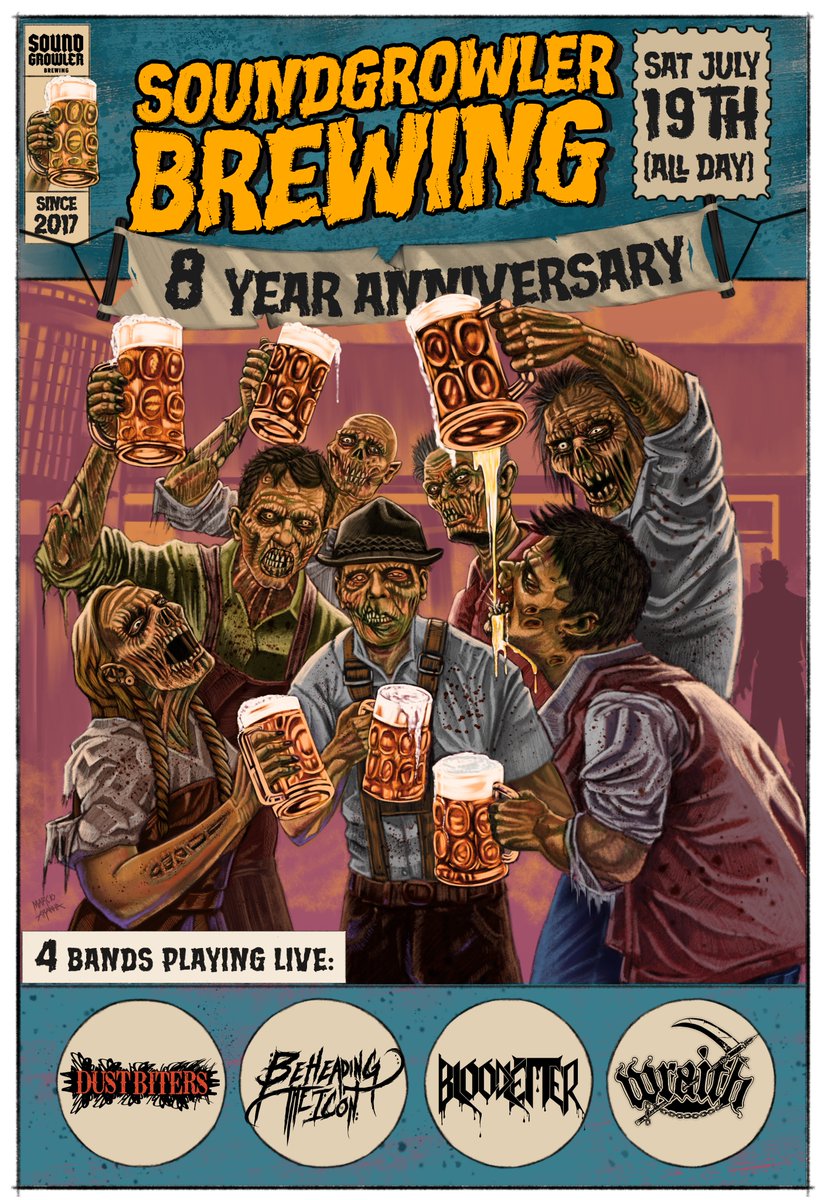 Dust Biters (@realdustbiters) on Twitter photo We're honored to announce we'll be performing at the <a href="/soundgrowler/">SOUNDGROWLER BREWING</a> Brewing Co. 8th anniversary party on 7/19 in Tinley Park!
We'll be sharing the stage w/ Beheading the Icon, <a href="/bloodletter668/">Bloodletter</a>, and <a href="/wraiththrash/">WRAITH</a>!
There will be special beer tappings, artist vendors, and more TBA! We're honored to announce we'll be performing at the <a href="/soundgrowler/">SOUNDGROWLER BREWING</a> Brewing Co. 8th anniversary party on 7/19 in Tinley Park!
We'll be sharing the stage w/ Beheading the Icon, <a href="/bloodletter668/">Bloodletter</a>, and <a href="/wraiththrash/">WRAITH</a>!
There will be special beer tappings, artist vendors, and more TBA!