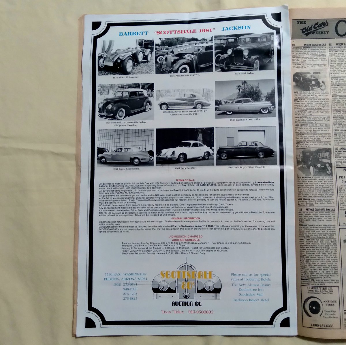 From a stack of vtg OLD CARS WEEKLY - I found this 4 page add for 1981 Barrett Jackson event at the Phoenix Municipal Stadium. Sweet rides! #BJAC_Showroom #Classic_Cars