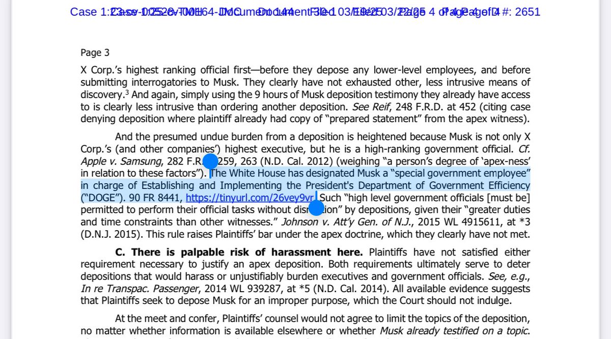 In March, Musk’s personal lawyers said in a court filing that he’s “in charge of Establishing and Implementing the President's Department of Government Efficiency..”

They linked to the executive order creating the U.S. DOGE Service, which the SG now says Musk is “not part of.”