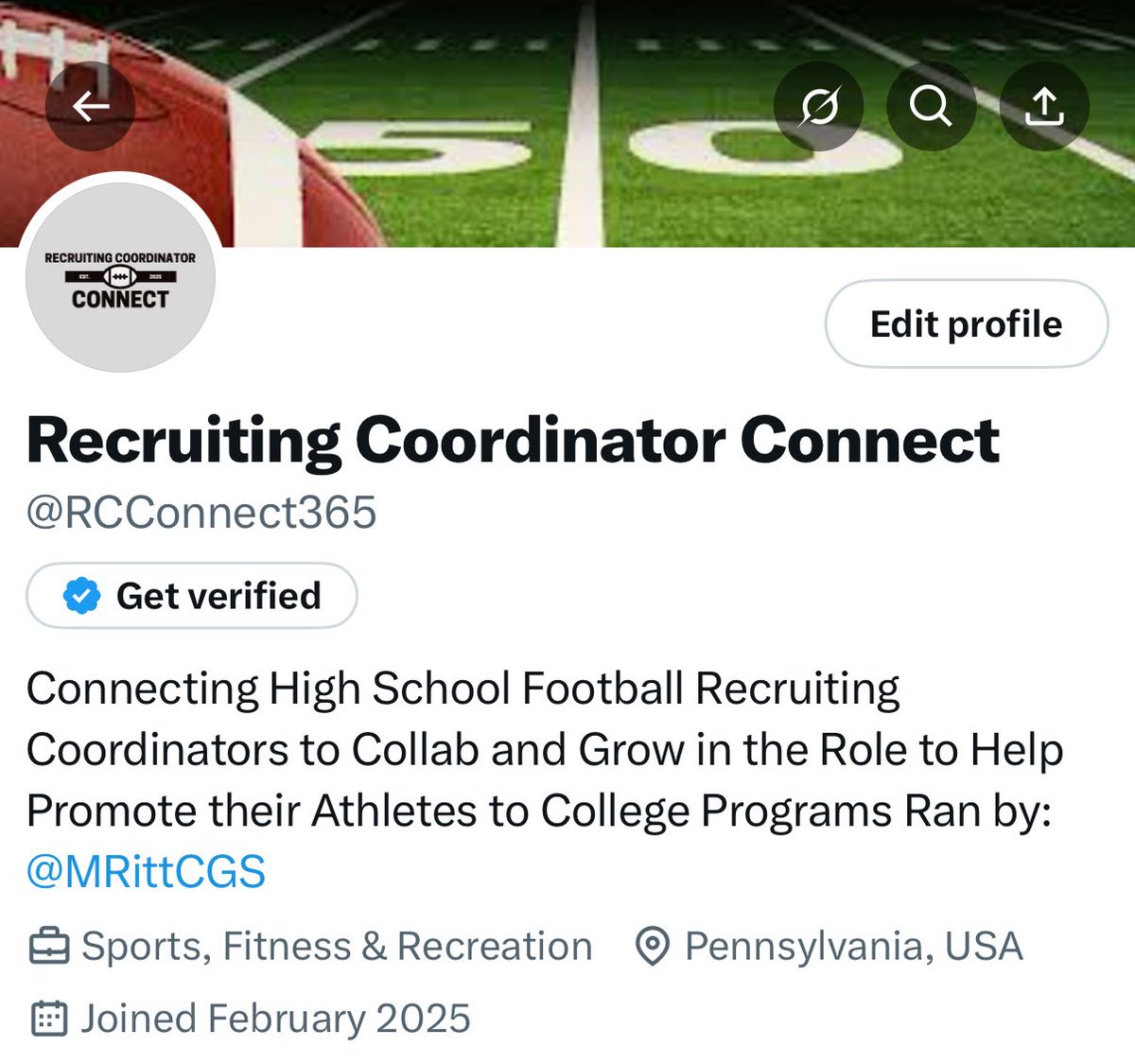 Mike Rittelmann (@mrittcgs) on Twitter photo ‼️High School Football Coaches who have the title of “Recruiting Coordinator” for your program
🚨Make sure to follow ➡️ <a href="/RCConnect365/">Recruiting Coordinator Connect</a>
➡️ One place where recruiting coordinators can connect and collab ideas on how to better promote the players in their program!
#RCconnect ‼️High School Football Coaches who have the title of “Recruiting Coordinator” for your program
🚨Make sure to follow ➡️ <a href="/RCConnect365/">Recruiting Coordinator Connect</a>
➡️ One place where recruiting coordinators can connect and collab ideas on how to better promote the players in their program!
#RCconnect