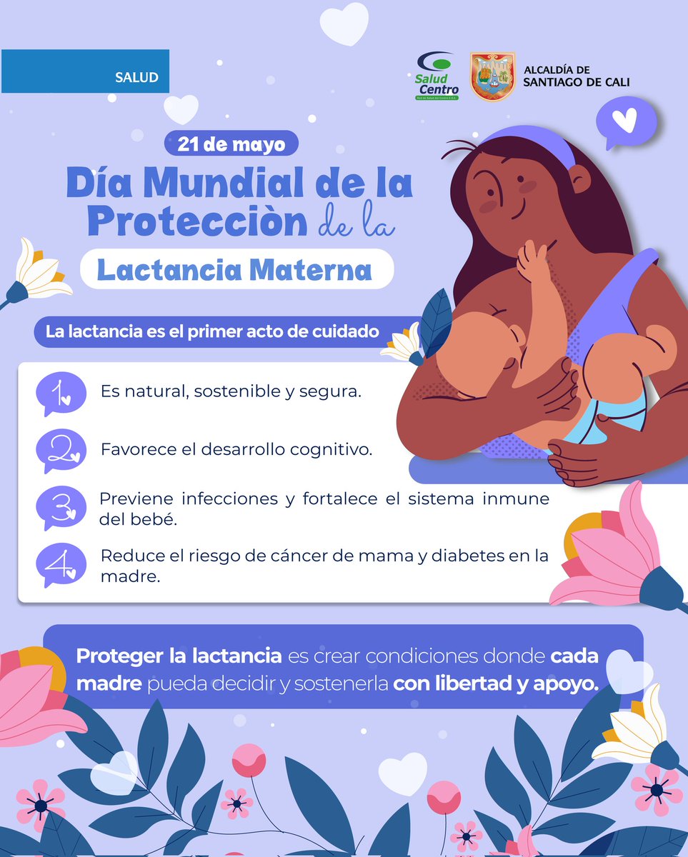 🤱🏻 La lactancia es el primer acto de cuidado. 💜

🗓️ Hoy, 21 de mayo, recordamos que protegerla es esencial para la salud de madres y bebés. 🚼

#RedDeSaludDelCentro #Lactancia #SaludParaTodas