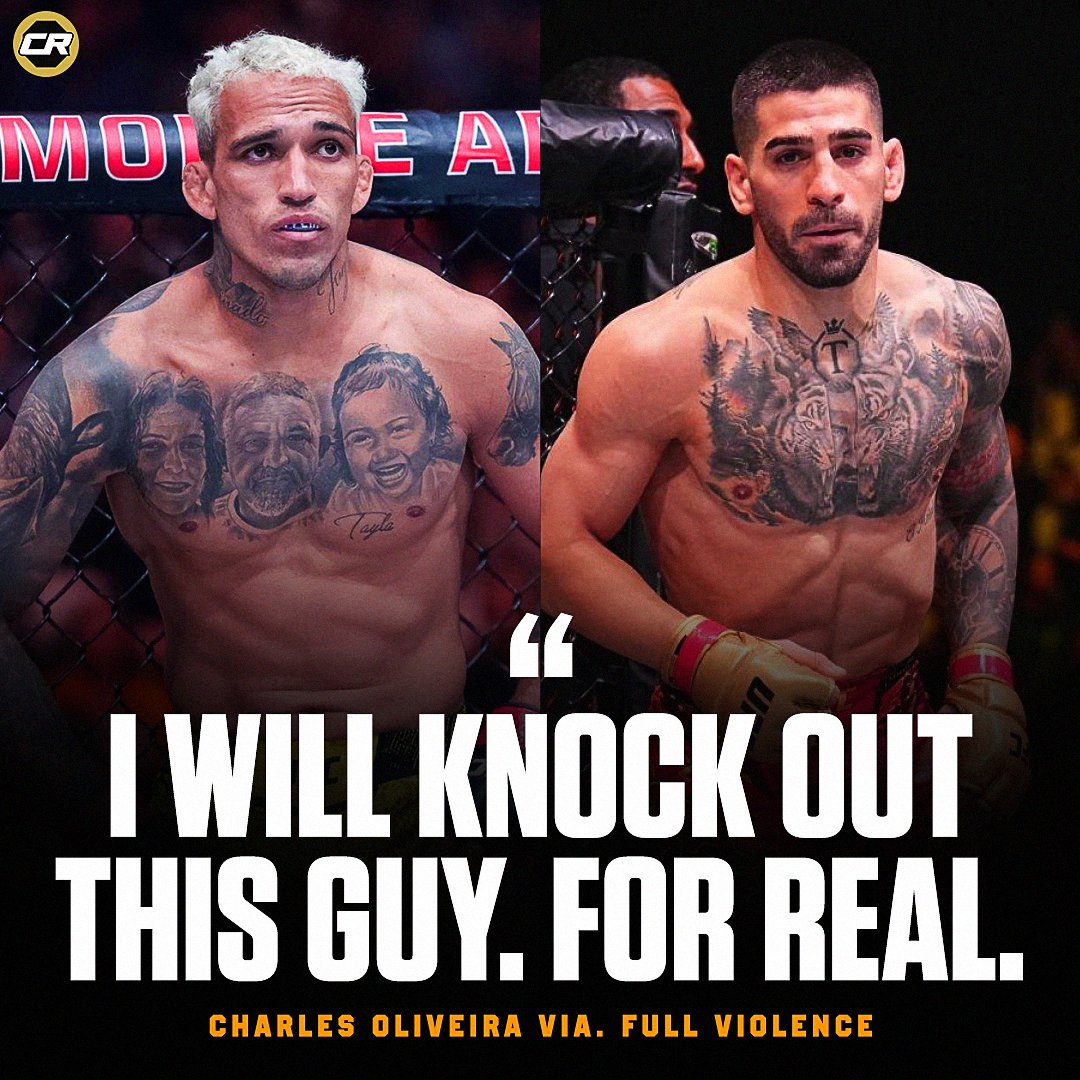 Charles Oliveira says he will knock out Ilia Topuria at #UFC317 😳👀

"It's a great fight, he's a great fighter. But I don't need to prove anything to anyone about who I am... This fight came at a huge opportunity. I will knock out this guy. That's for real."

(via.