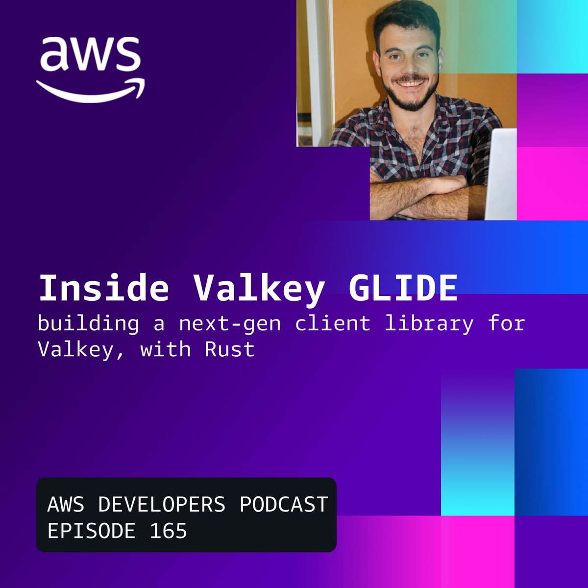 Discover ValkeyGlide, a new client library: zero config, Rust power, secure sockets &amp; top DX. 

New #AWS Developers Podcast out now!

Listen now! 👉 go.aws/3HhGDRc
