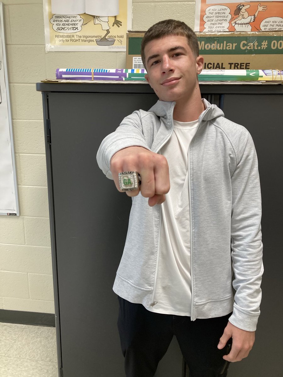 State Champion DJ Clarke wearing his new ring!