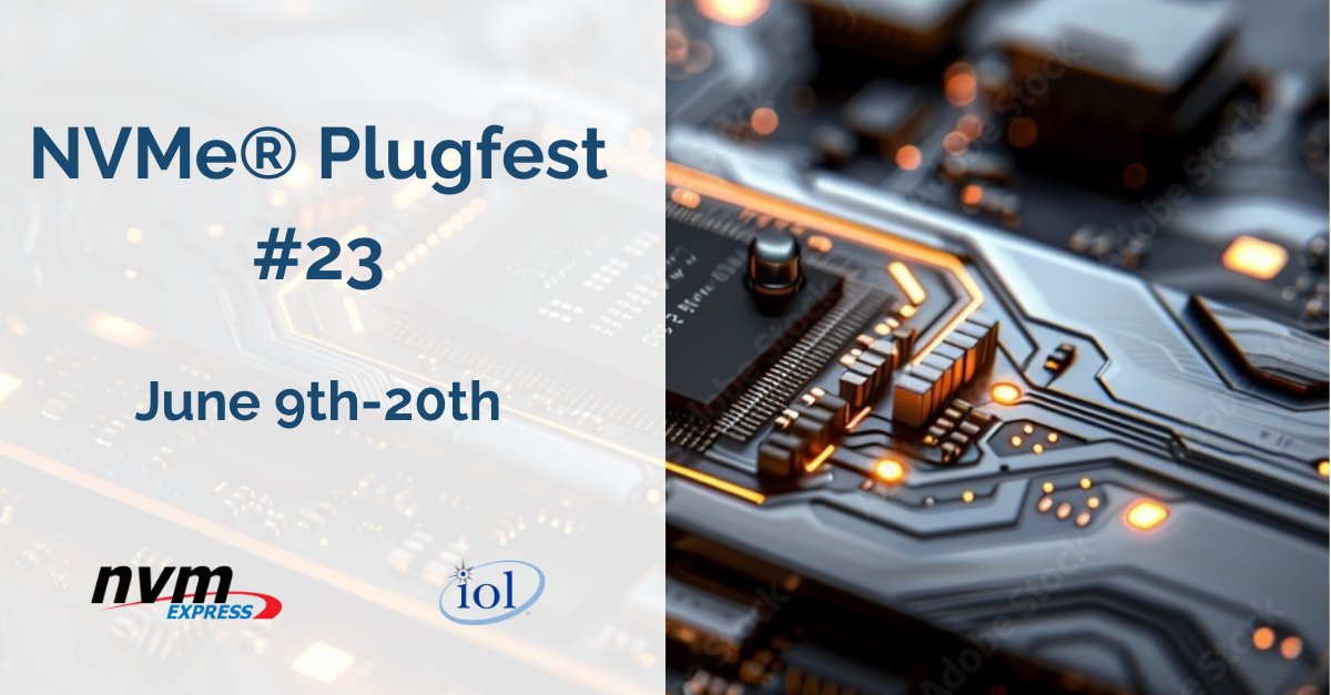 Prepare for NVMe® Plugfest 23 this event will be held VIRTUALLY by the IOL from June 9-20! This event offers a unique opportunity to test your products against the latest NVMe standards. The IOL must receive products by May 30th, Click this link for more➡️ bit.ly/NVMe-plugfest