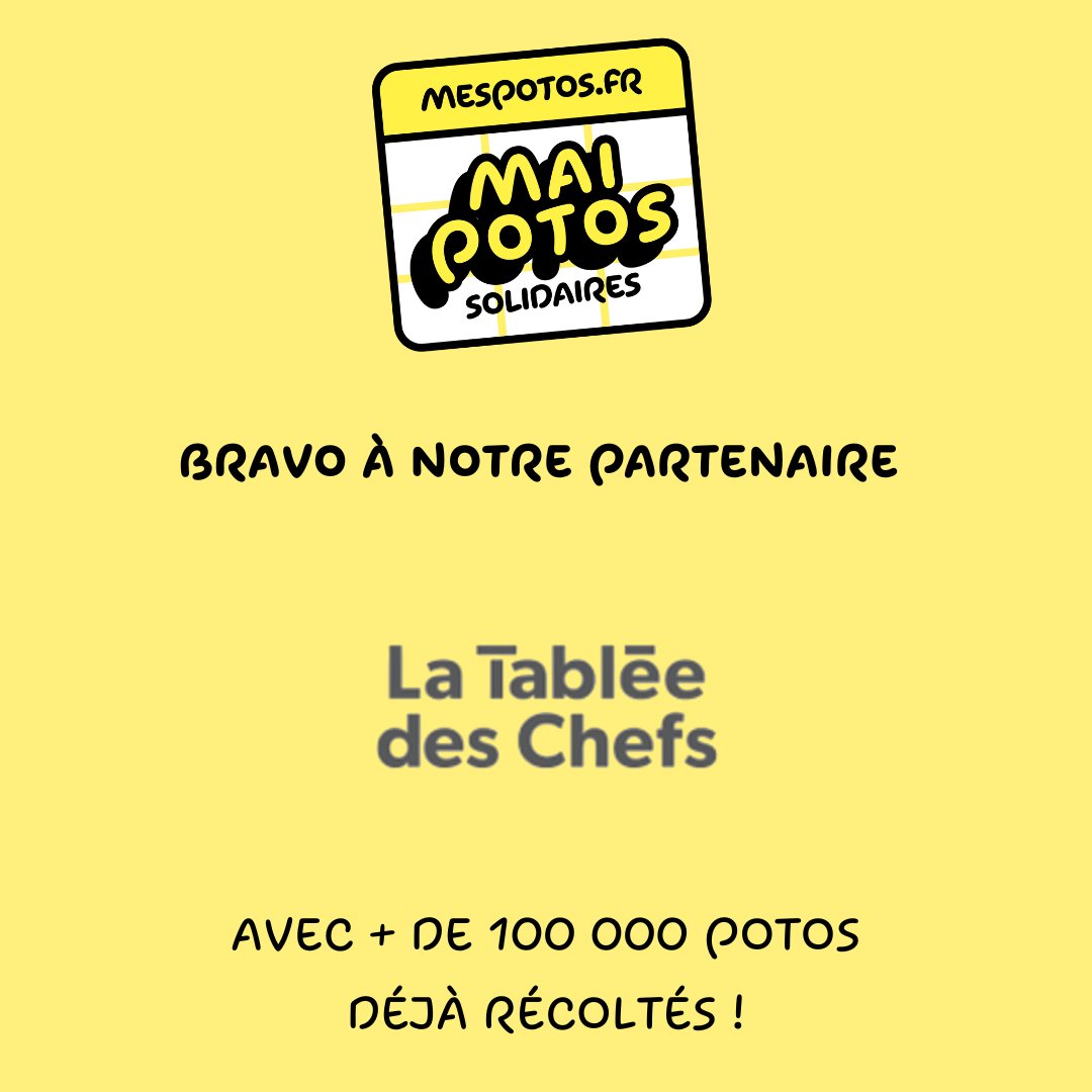 Mes Potos (@mespotosoff) on Twitter photo 🔔 Mai Potos Solidaires bat son plein !
Un grand bravo à <a href="/LaTableeChefsFr/">La Tablée des Chefs France</a> 👏
Grâce à la générosité de leurs donateurs – particuliers et entreprises – et au doublement des dons par mespotos.fr, ce sont déjà plus de 100 000 Potos récoltés !
#MaiPotosSolidaires #Dons 🔔 Mai Potos Solidaires bat son plein !
Un grand bravo à <a href="/LaTableeChefsFr/">La Tablée des Chefs France</a> 👏
Grâce à la générosité de leurs donateurs – particuliers et entreprises – et au doublement des dons par mespotos.fr, ce sont déjà plus de 100 000 Potos récoltés !
#MaiPotosSolidaires #Dons