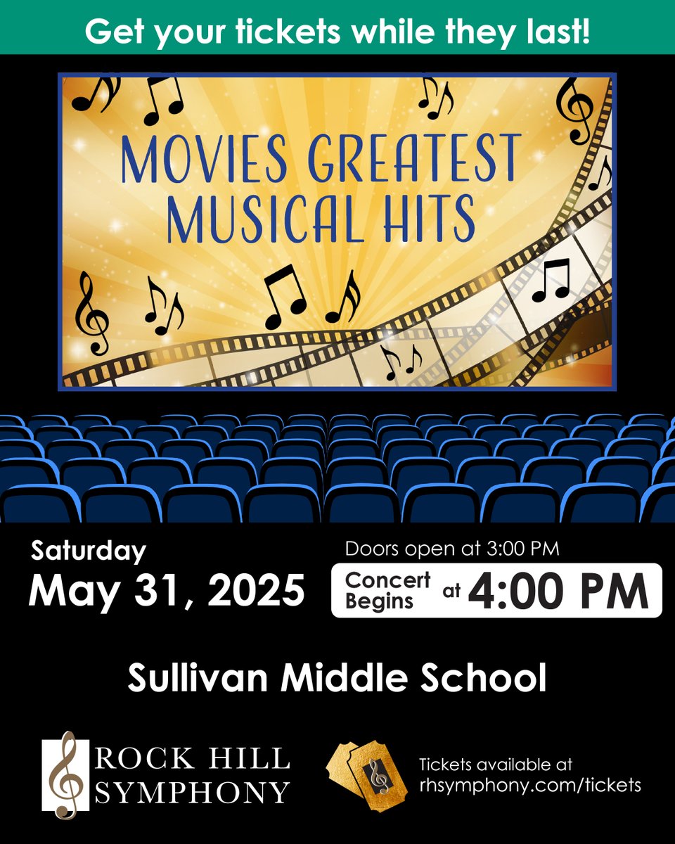 🍿 Movie Night, But Make It Symphony!
Join us for a cinematic journey through music! 🎶
Movies Greatest Musical Hits is the ultimate family-friendly performance filled with nostalgia, excitement and unforgettable tunes.

🎟️ Get your tickets at rhysymphony.org/tickets today!
