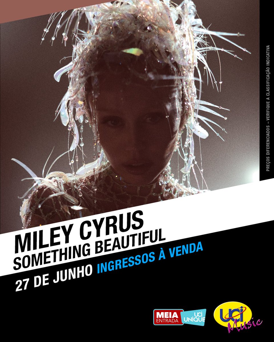 ELA VEM AÍ! 😱 Cante com Miley Cyrus em
Something Beautiful dia 27 de junho no nosso UCI
MUSIC - Ingressos já á venda! 🎤🍿

#MileyCyrusSomethingBeautiful #UCI
