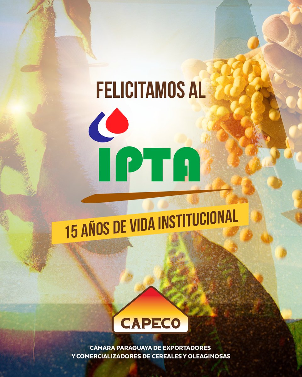 ¡Felices 15 años de vida institucional, <a href="/IPTA_Paraguay/">IPTA</a>! 

Salud por muchos años más de generación, rescate, adaptación, validación, difusión y transferencia de la tecnología agraria. 

#somoscapeco