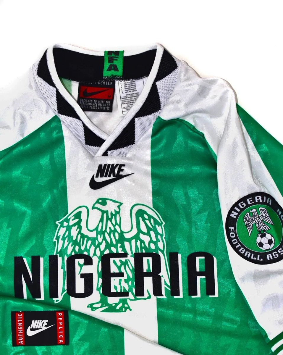 Nike is bringing back the Nigeria kit from their Atlanta 1996 Olympic gold campaign for Spring 2026. Nike going nuts with the soccer/football jerseys next year.