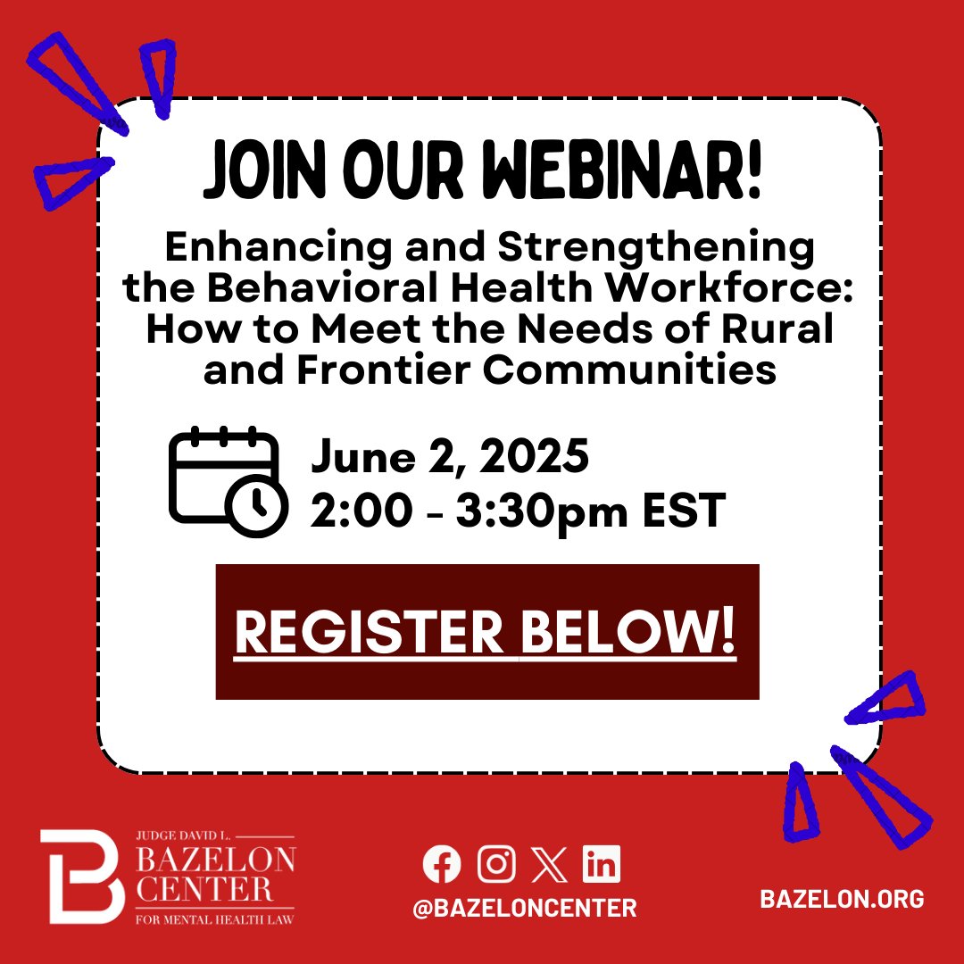 Join us on June 2 at 2 PM ET for a webinar on strengthening the behavioral health workforce in rural and frontier communities.

Live ASL and captions will be available.

Register here or through our Linktree: us06web.zoom.us/webinar/regist…