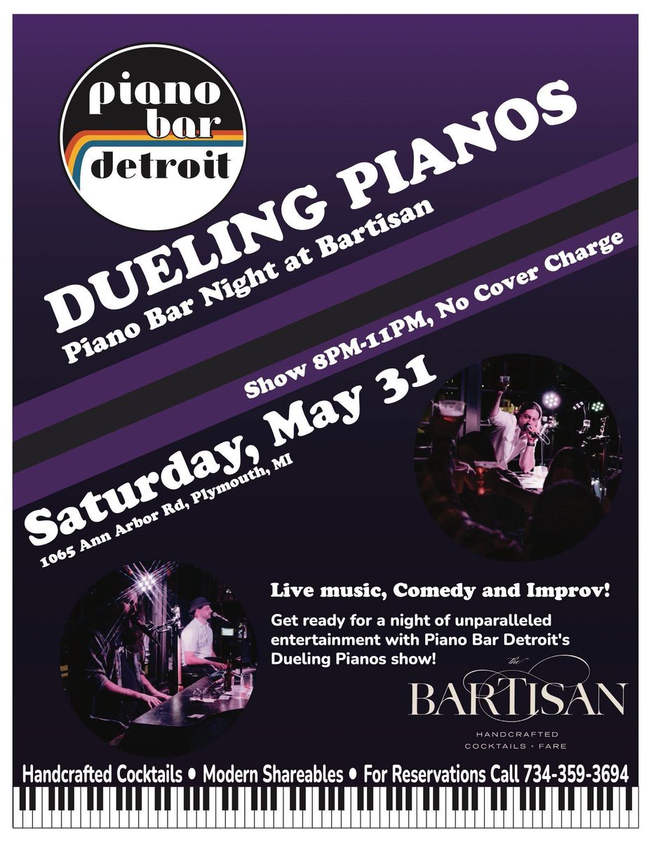 May 31! Plymouth, MI! #DuelingPianos w Tommy Sklut and Evan Burgess Live