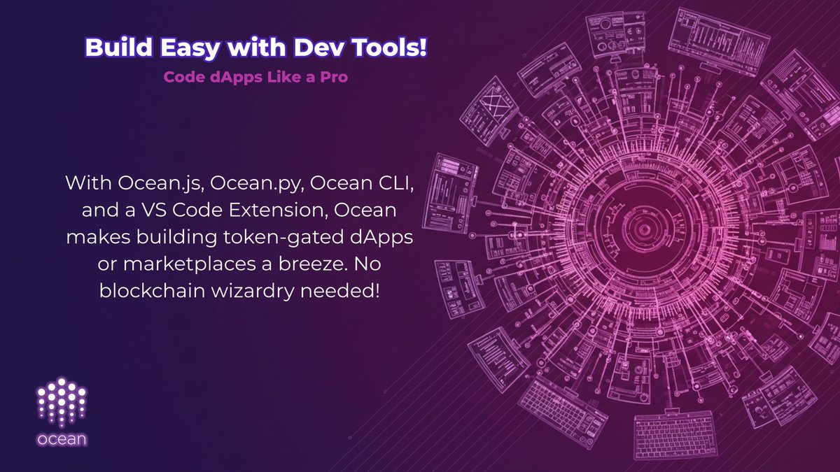 Daren_xy's tweet image. 3️⃣ Dev Tools That Make Building Easy &amp;amp; Fun! 🛠️

With Ocean.js (JavaScript), Ocean.py (Python), Ocean CLI, and a VS Code Extension, Ocean makes it simple to build token-gated dApps or marketplaces. No blockchain wizardry required! 😄

 Example: The Ocean Data
