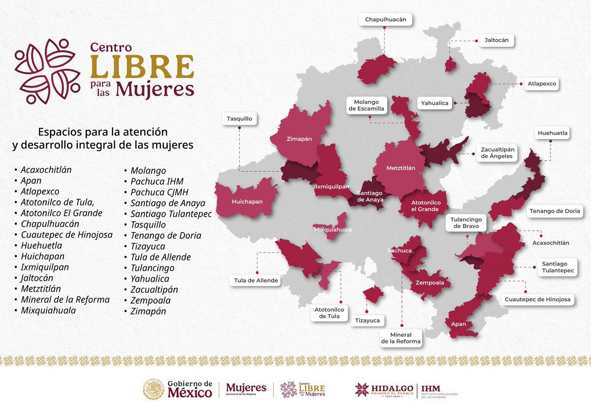 Julio Menchaca (@juliomenchaca_) on Twitter photo ¿Ya conoces los Centros LIBRE en #Hidalgo? 🙌🏼
Los cuales se crearon con el objetivo de brindar atención jurídica y psicológica, así como impulsar la autonomía y empoderamiento de las mujeres Hidalguenses.
📲 Para mayor información escribe al: 771 718 1550
<a href="/mujerhidalgo/">Instituto Hidalguense de las Mujeres</a> ¿Ya conoces los Centros LIBRE en #Hidalgo? 🙌🏼
Los cuales se crearon con el objetivo de brindar atención jurídica y psicológica, así como impulsar la autonomía y empoderamiento de las mujeres Hidalguenses.
📲 Para mayor información escribe al: 771 718 1550
<a href="/mujerhidalgo/">Instituto Hidalguense de las Mujeres</a>