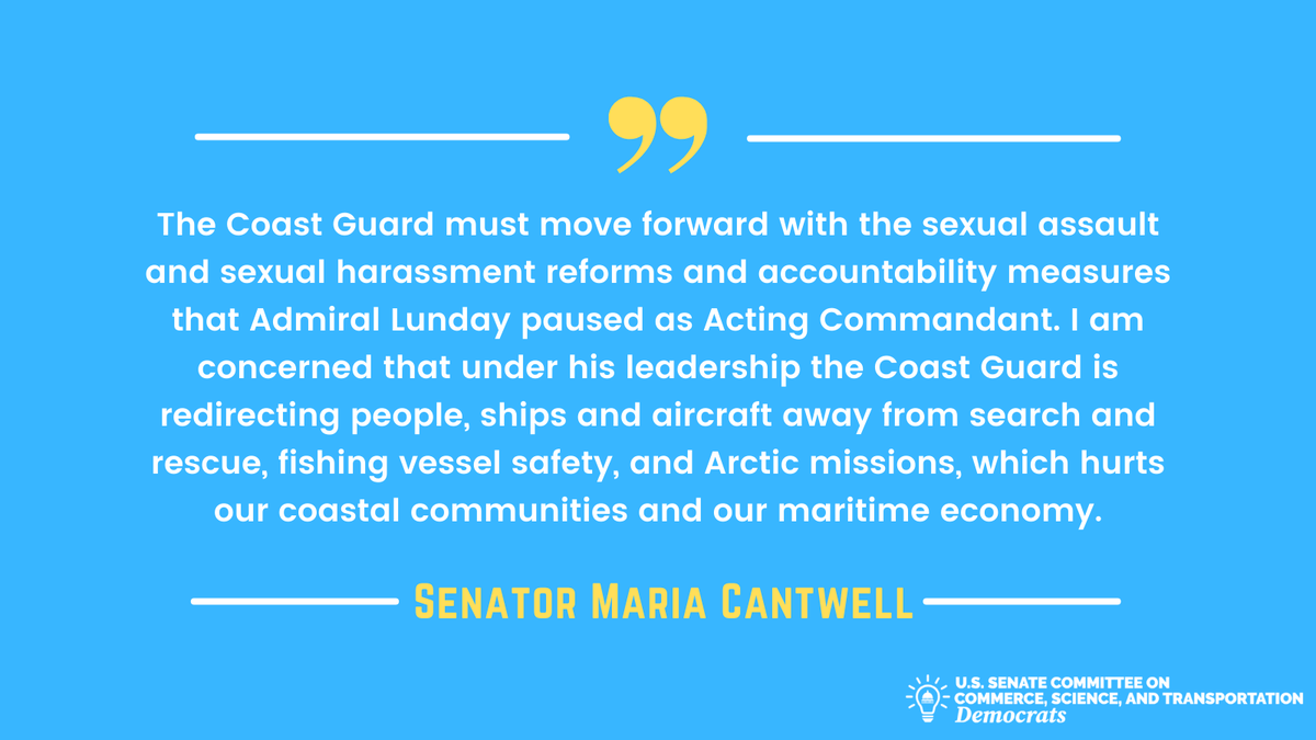 Here’s what @senatorcantwell had to say about Trump’s pick to be the next Commandant of the U.S. Coast Guard:
