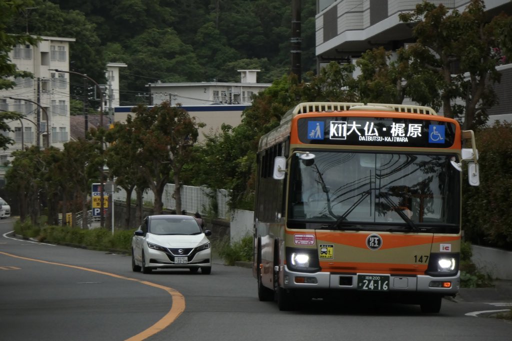 江ノ電バス147（湘南） 2024年式2KG-LV290N4 K11鎌倉駅発大仏、梶原口
